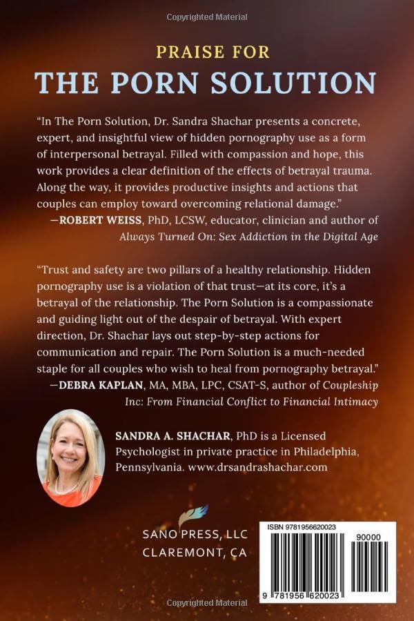 The Porn Solution: Relationship Repair After Pornography Betrayal back cover