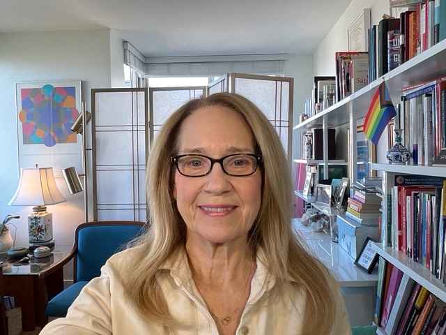 Dr. Sandra Shachar in telehealth office